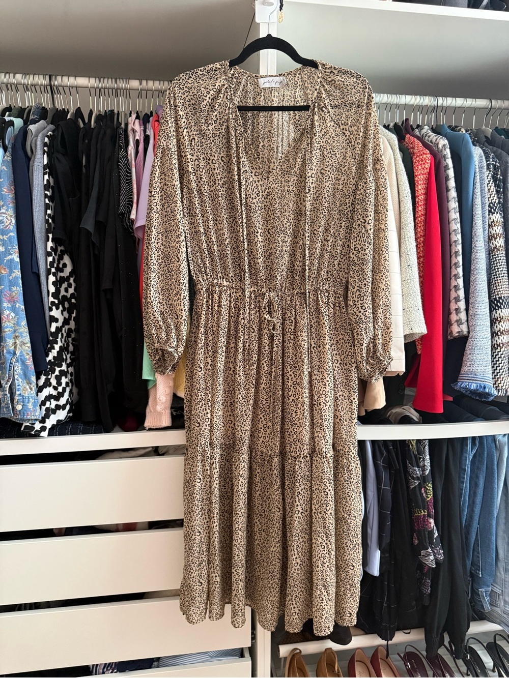 Petal and Pup Leopard Print Tiered Maxi Dress - Beige